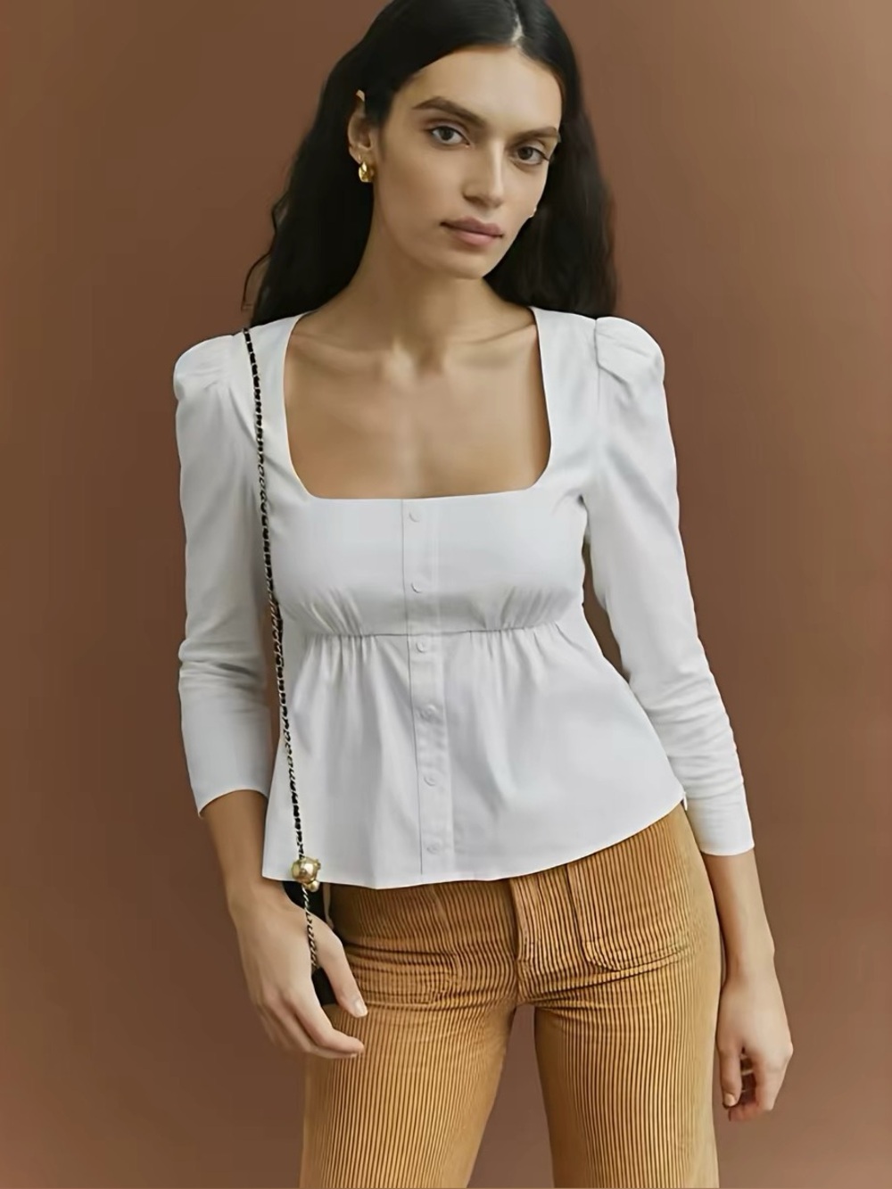 Reformation White Square-Neck Peplum Top, 2 4